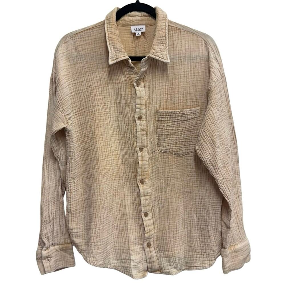 Le Lis‎ Peach Double Gauze Button Up Shirt Women's Medium Boho